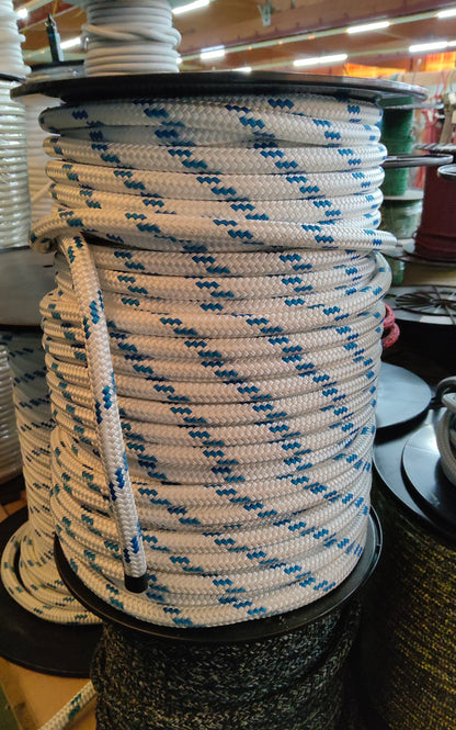 Cordage Callisto diamètre 12 blanc 3 fuseaux bleu